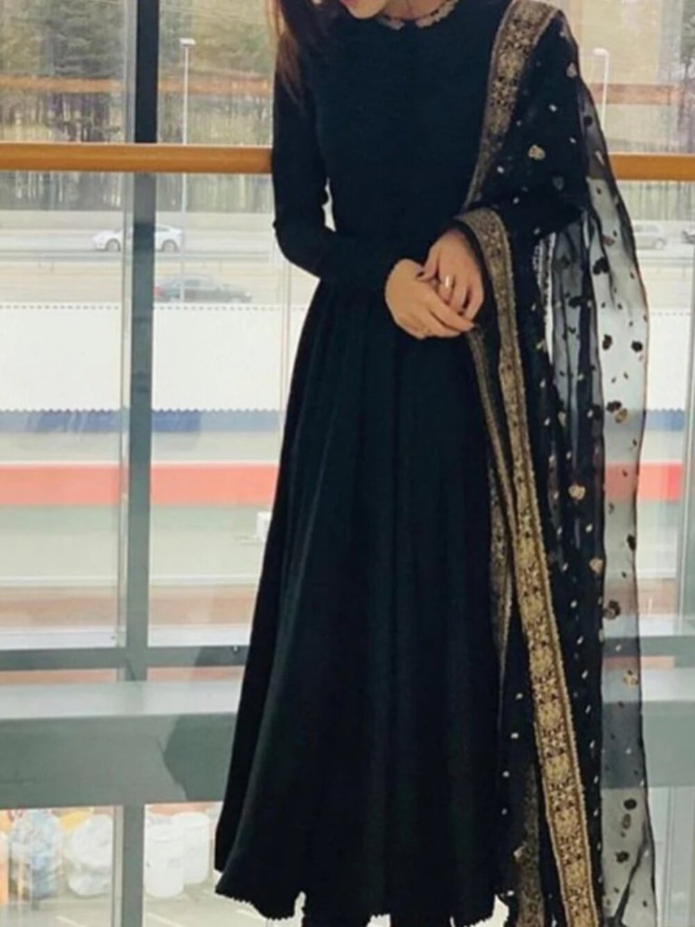 Faiza Saqlain Black Pishwas — Size Smal